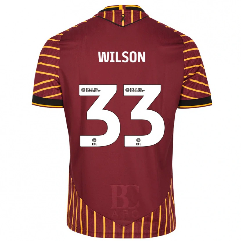 Danxen Homme Maillot Adam Wilson #33 Orange Bordeaux Tenues Domicile 2025/26 T-Shirt