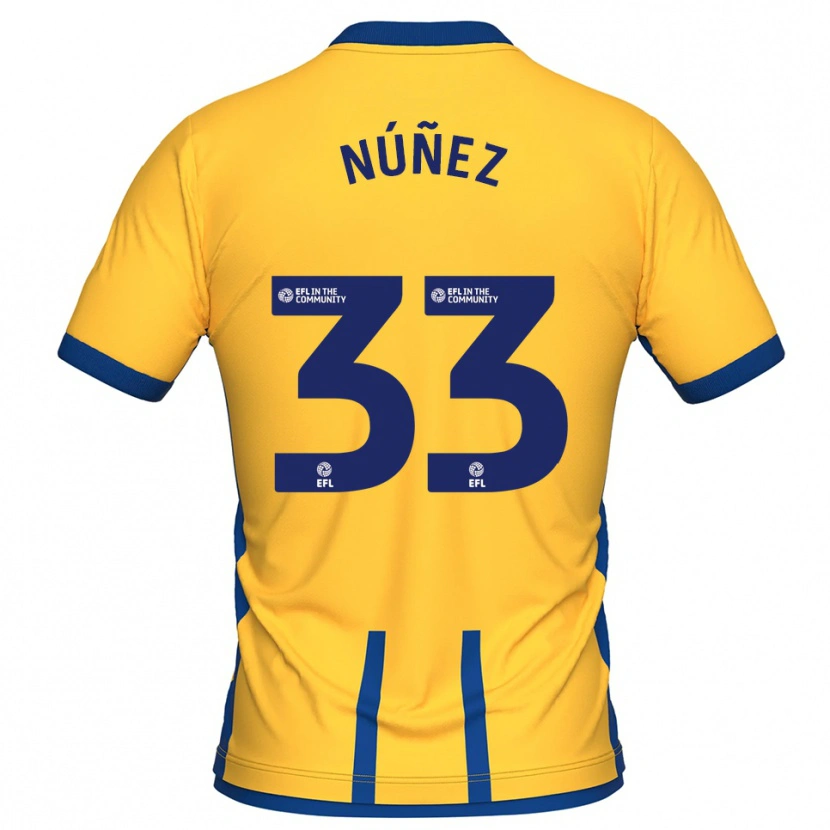 Danxen Homme Maillot Anthony Núñez #33 Jaune Bleu Tenues Domicile 2025/26 T-Shirt