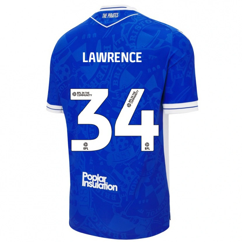Danxen Homme Maillot Jerry Lawrence #34 Bleu Blanc Tenues Domicile 2025/26 T-Shirt