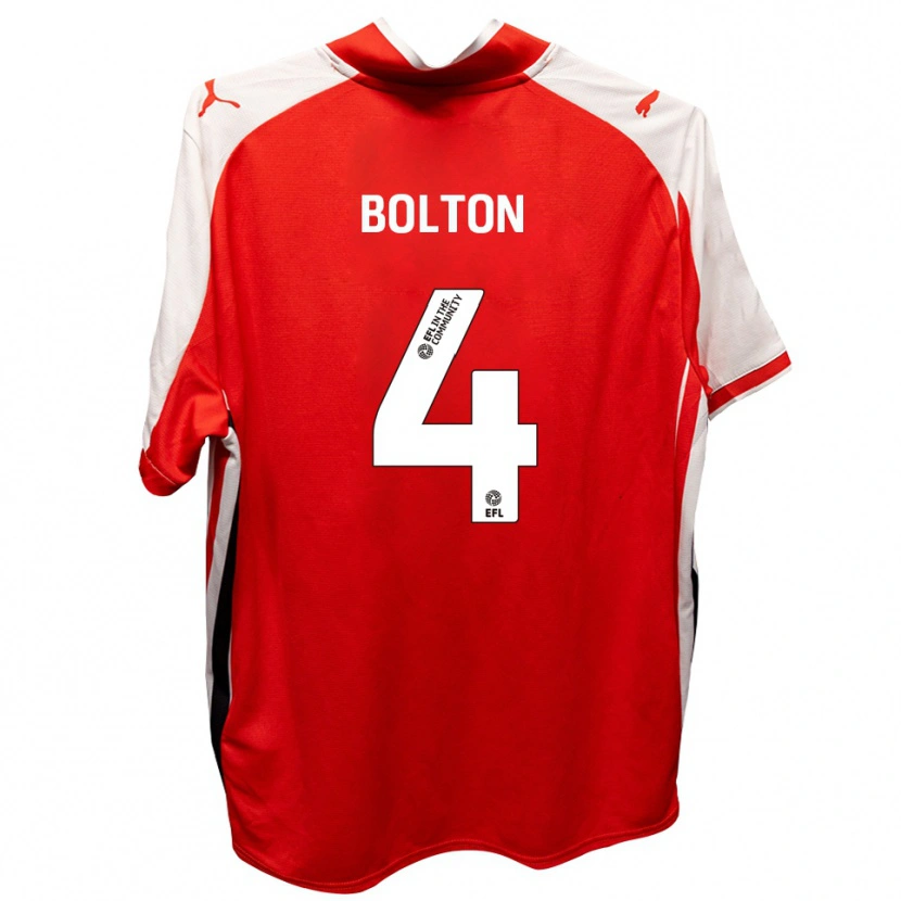 Danxen Homme Maillot James Bolton #4 Rouge Blanc Tenues Domicile 2025/26 T-Shirt