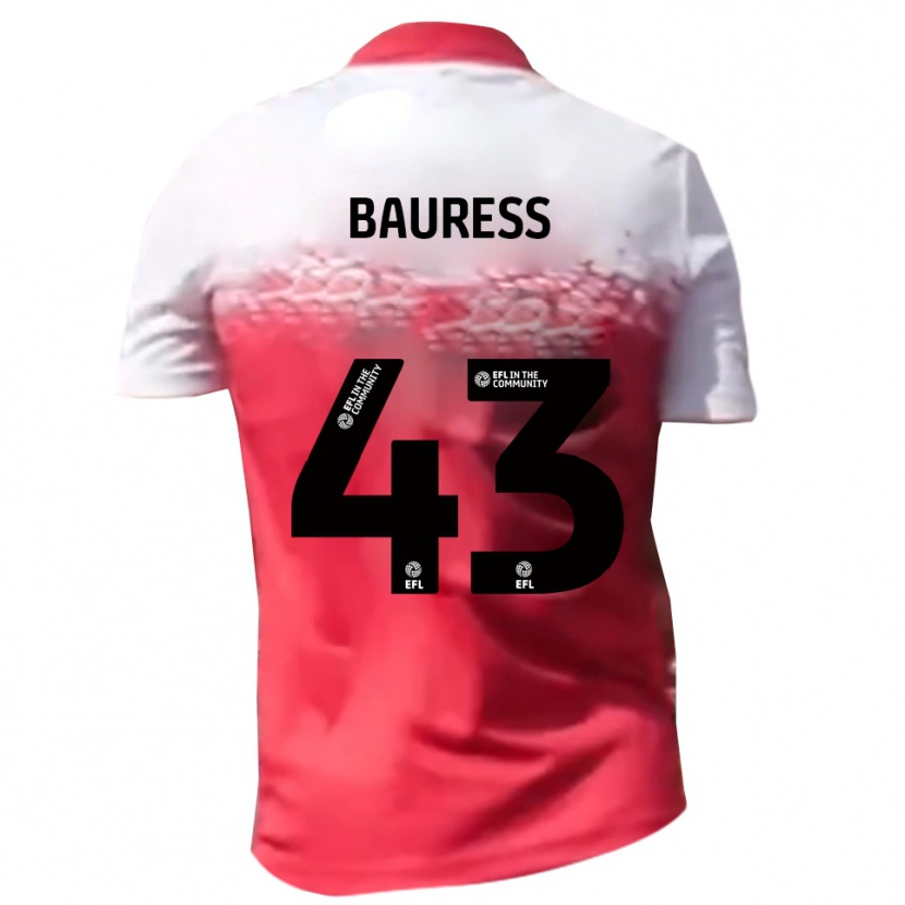 Danxen Homme Maillot Joe Bauress #43 Blanc Rouge Tenues Domicile 2025/26 T-Shirt