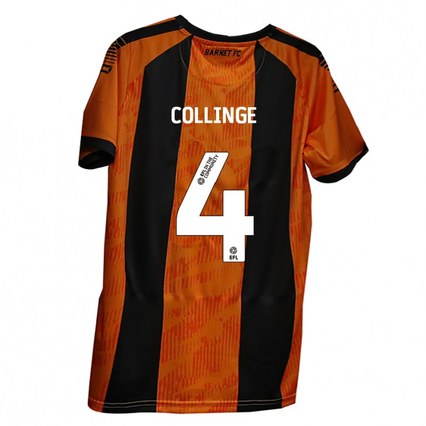 Danxen Homme Maillot Danny Collinge #4 Orange Noir Tenues Domicile 2025/26 T-Shirt