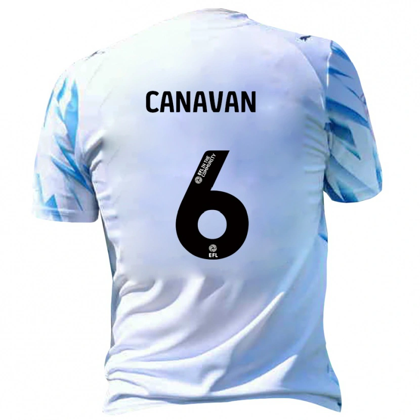 Danxen Homme Maillot Niall Canavan #6 Blanc Bleu Ciel Tenues Domicile 2025/26 T-Shirt