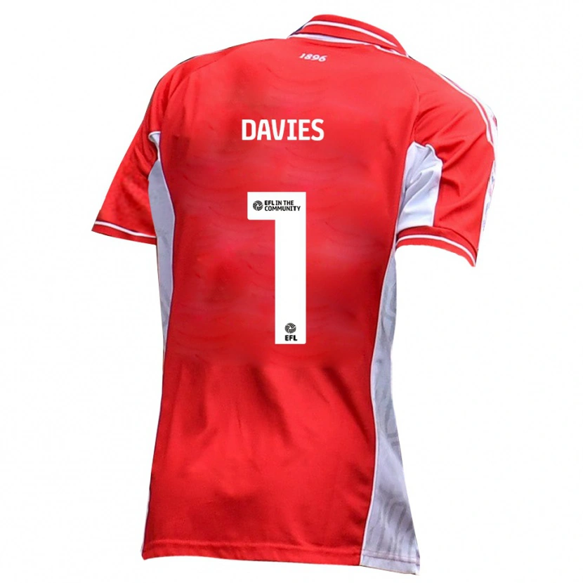 Danxen Homme Maillot Harvey Davies #1 Rouge Blanc Tenues Domicile 2025/26 T-Shirt