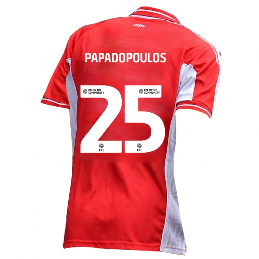 Danxen Homme Maillot Antony Papadopoulos #25 Rouge Blanc Tenues Domicile 2025/26 T-Shirt