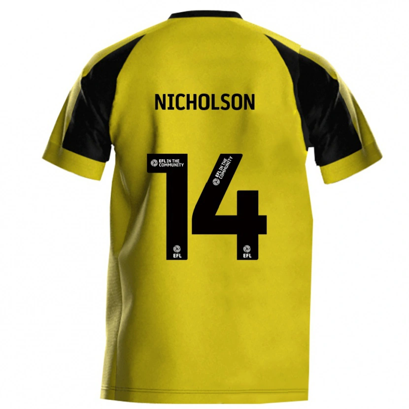 Danxen Homme Maillot Charlie Nicholson #14 Jaune Gris Tenues Domicile 2025/26 T-Shirt