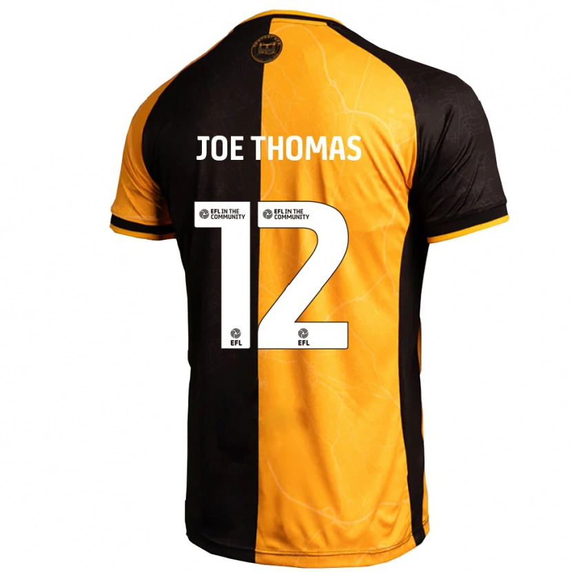 Danxen Homme Maillot Joe Thomas #12 Jaune Noir Tenues Domicile 2025/26 T-Shirt