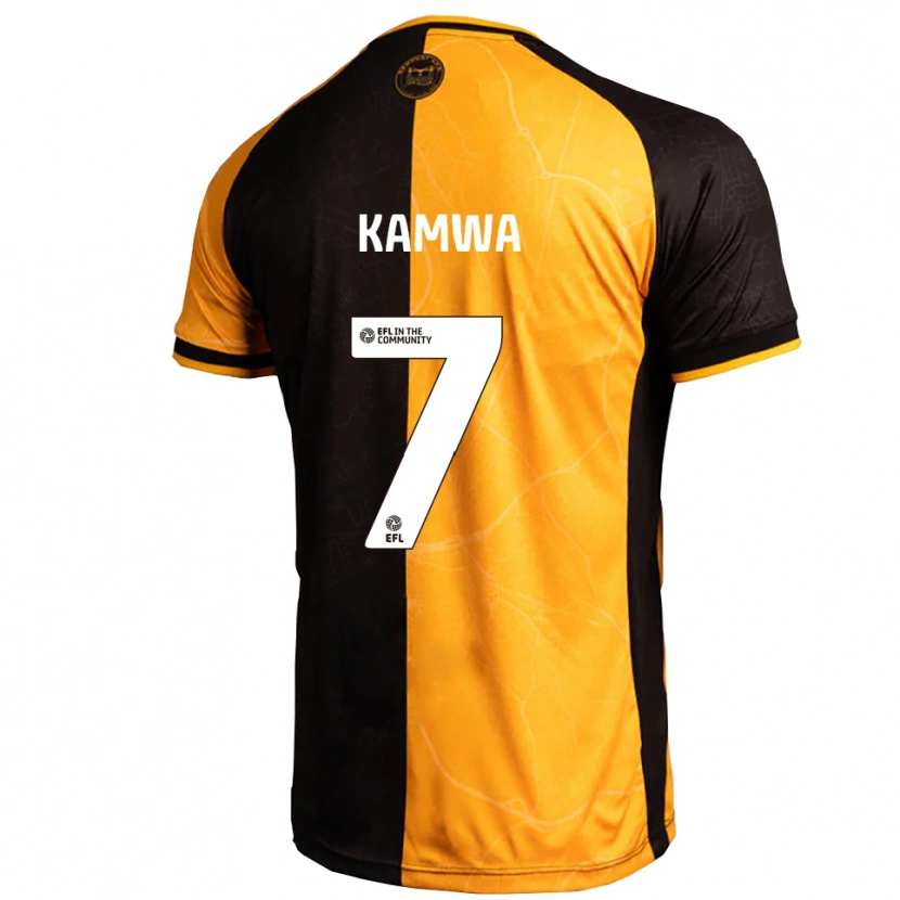 Danxen Homme Maillot Bobby Kamwa #7 Jaune Noir Tenues Domicile 2025/26 T-Shirt