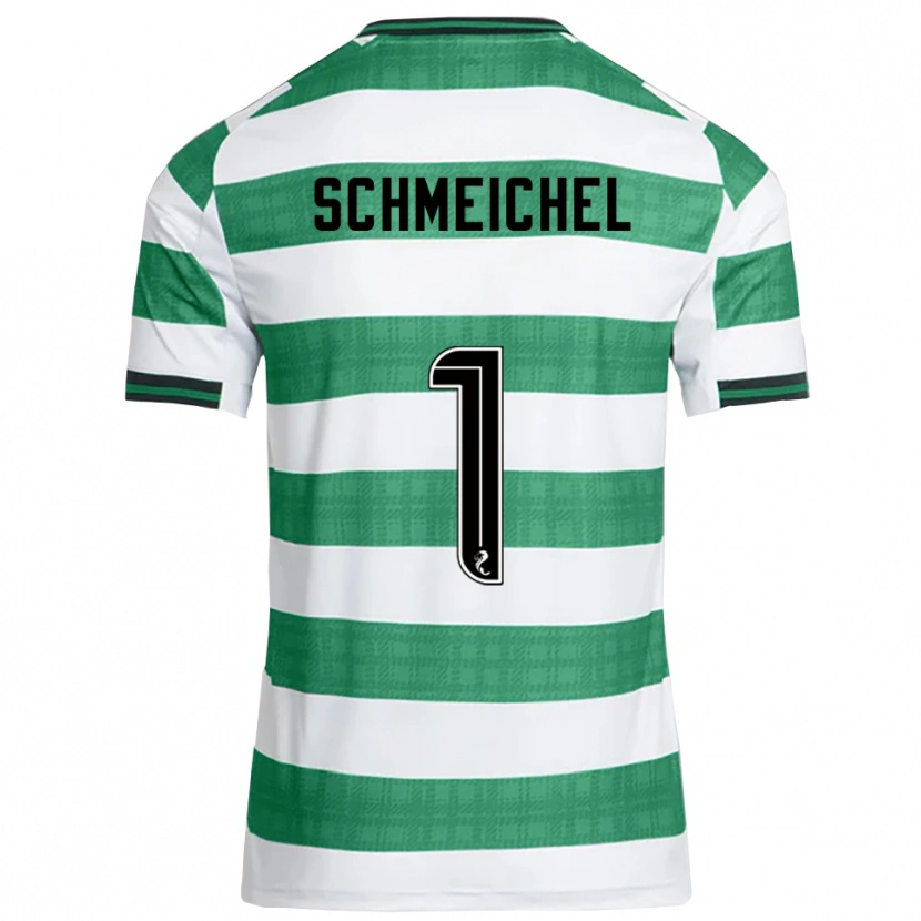 Danxen Homme Maillot Kasper Schmeichel #1 Vert Blanc Tenues Domicile 2025/26 T-Shirt