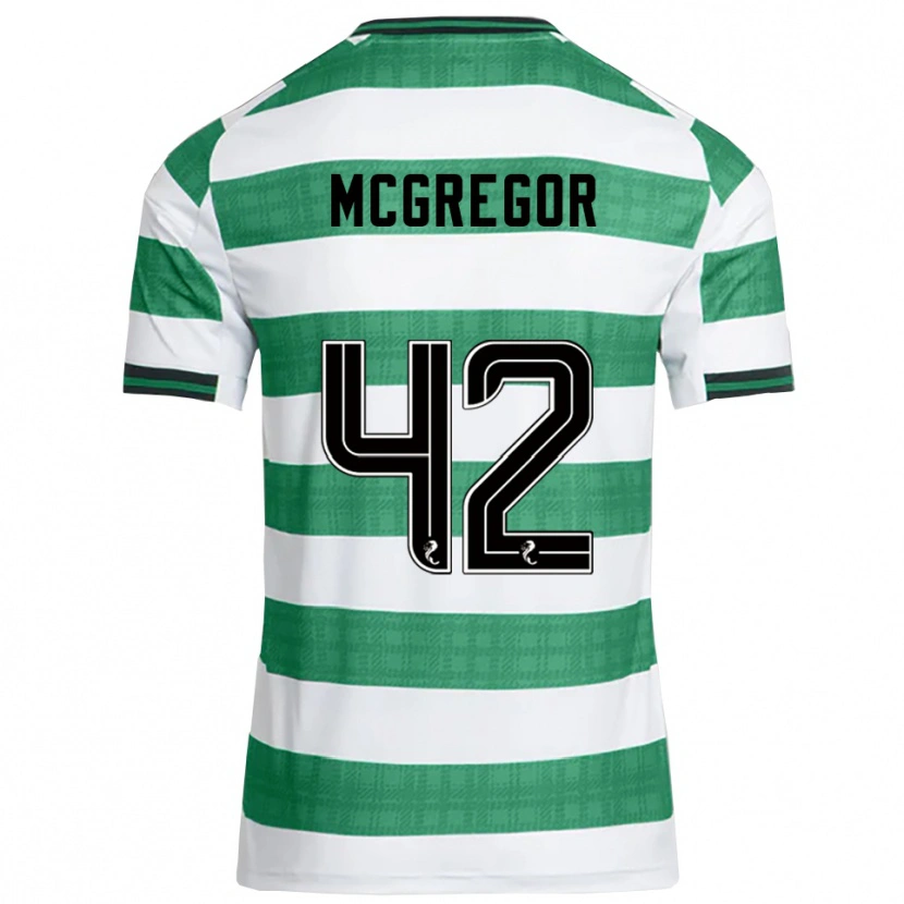 Danxen Homme Maillot Callum Mcgregor #42 Vert Blanc Tenues Domicile 2025/26 T-Shirt