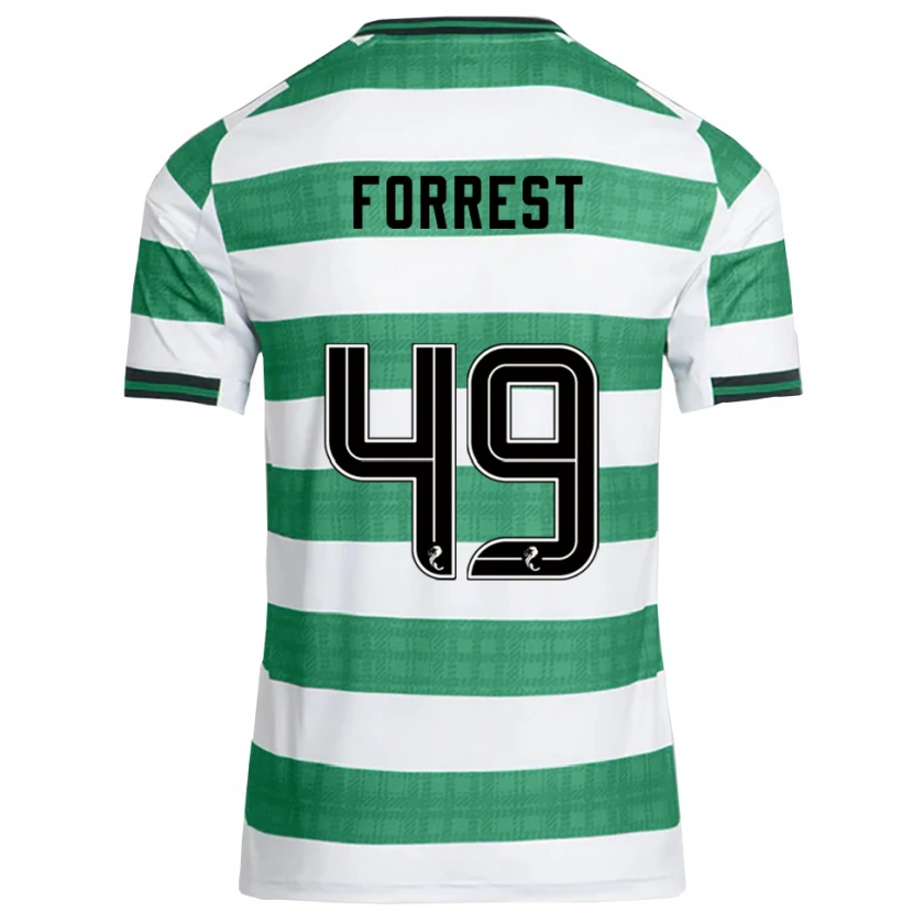 Danxen Homme Maillot James Forrest #49 Vert Blanc Tenues Domicile 2025/26 T-Shirt