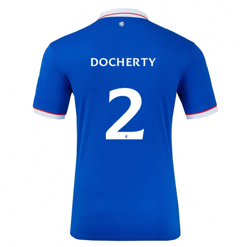 Danxen Homme Maillot Nicola Docherty #2 Bleu Blanc Tenues Domicile 2025/26 T-Shirt