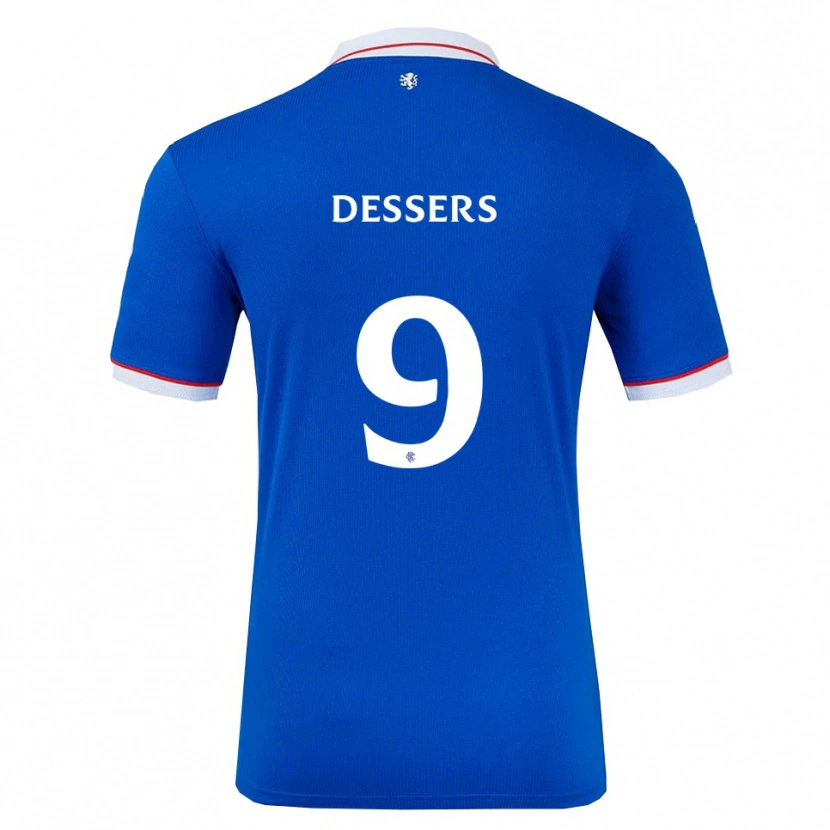 Danxen Homme Maillot Cyriel Dessers #9 Bleu Blanc Tenues Domicile 2025/26 T-Shirt