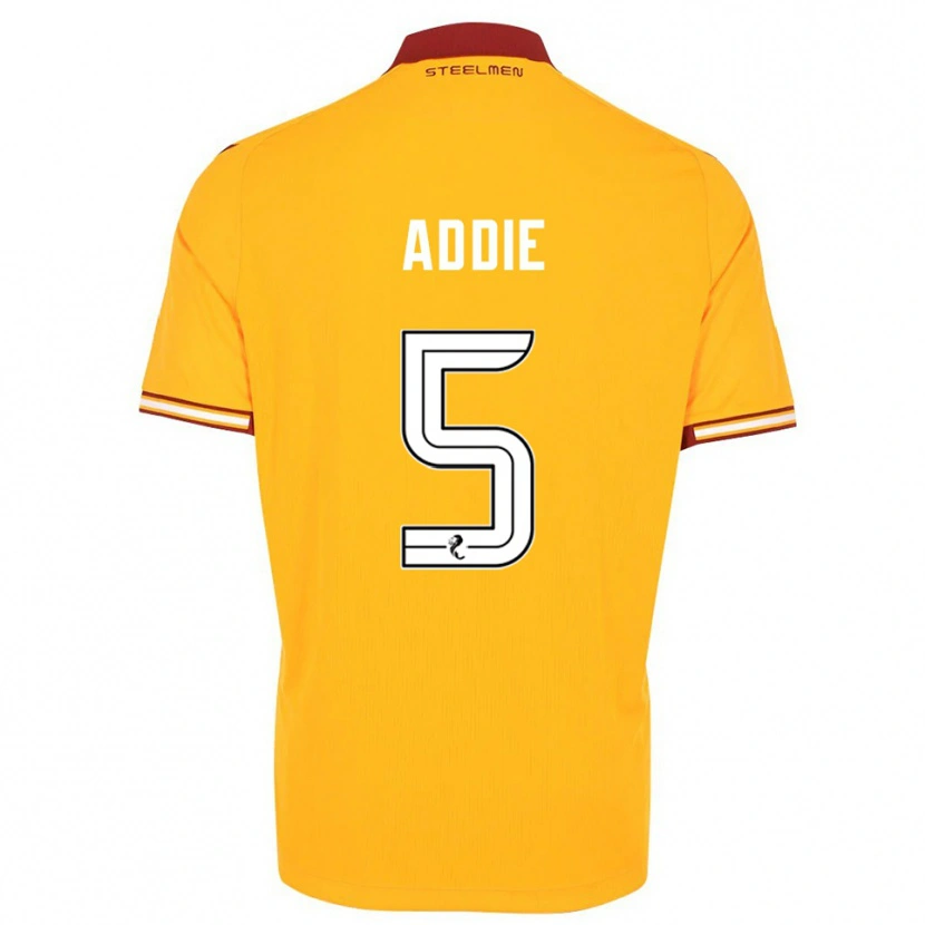 Danxen Homme Maillot Jo Addie #5 Jaune Bordeaux Tenues Domicile 2025/26 T-Shirt