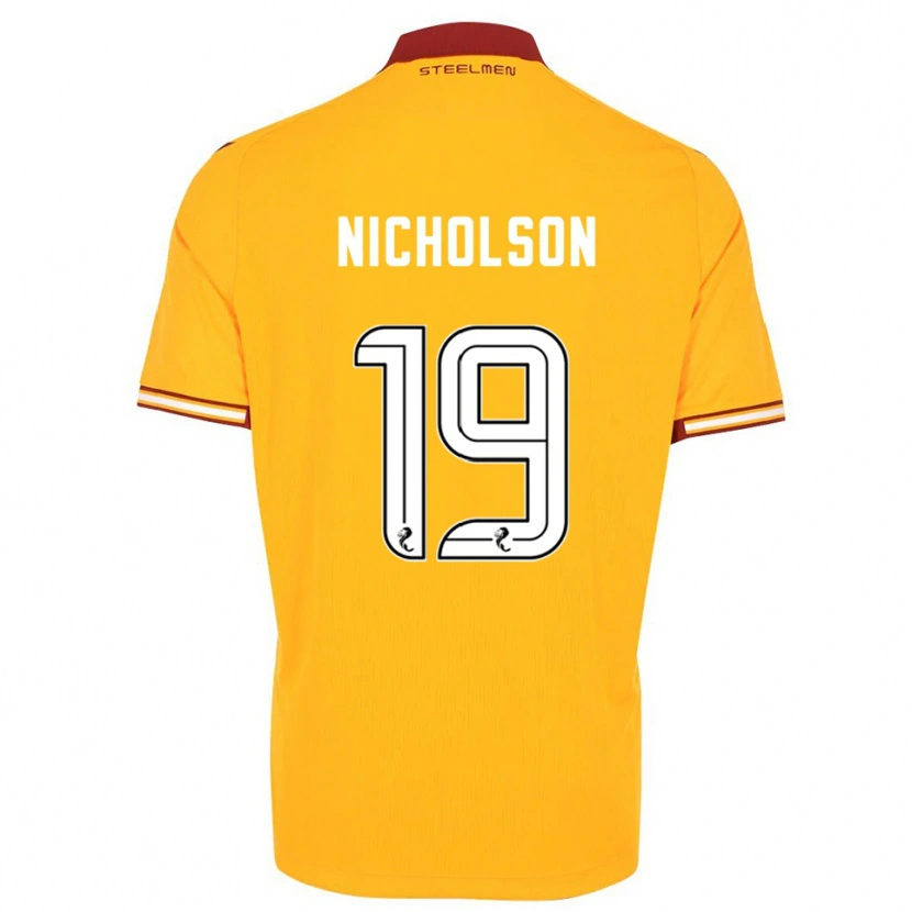 Danxen Homme Maillot Sam Nicholson #19 Jaune Bordeaux Tenues Domicile 2025/26 T-Shirt