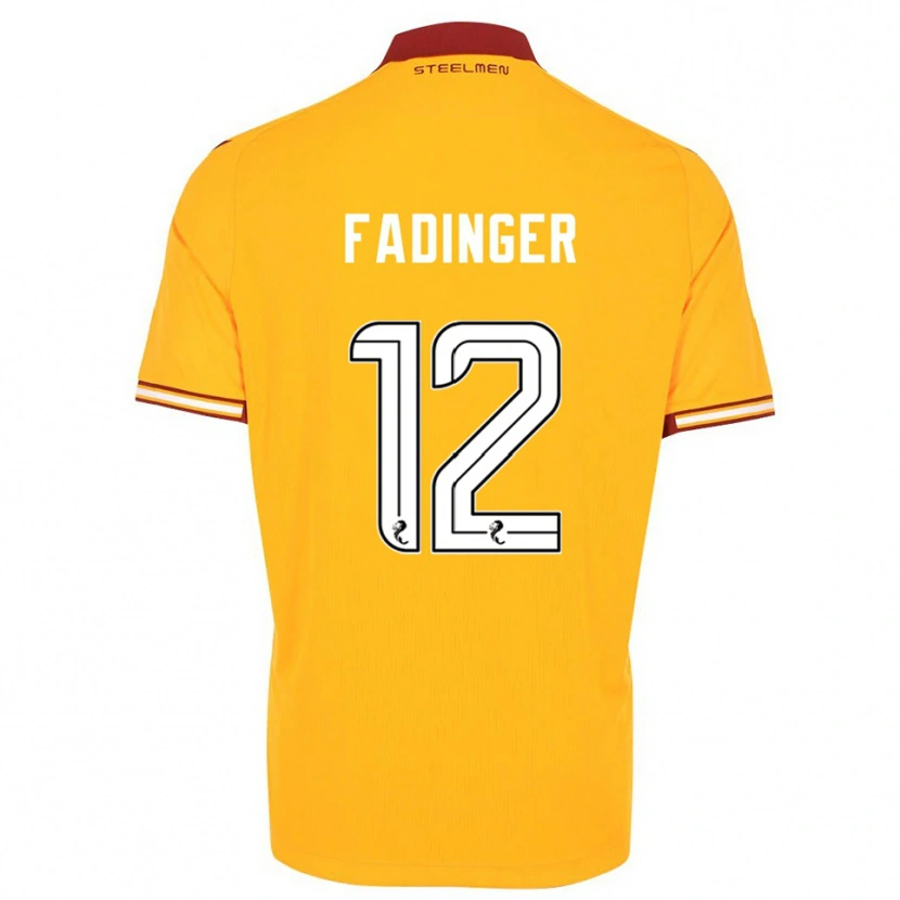 Danxen Homme Maillot Lukas Fadinger #12 Jaune Bordeaux Tenues Domicile 2025/26 T-Shirt