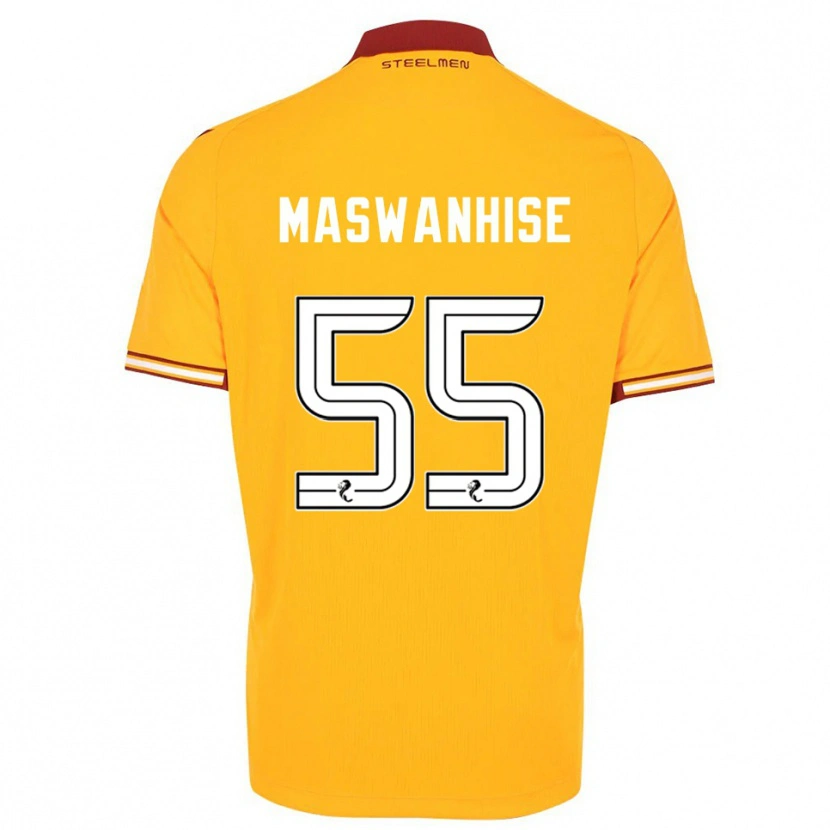 Danxen Homme Maillot Tawanda Maswanhise #55 Jaune Bordeaux Tenues Domicile 2025/26 T-Shirt