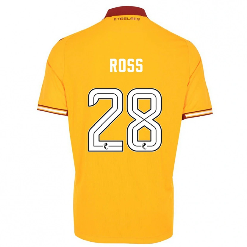 Danxen Homme Maillot Luca Ross #28 Jaune Bordeaux Tenues Domicile 2025/26 T-Shirt