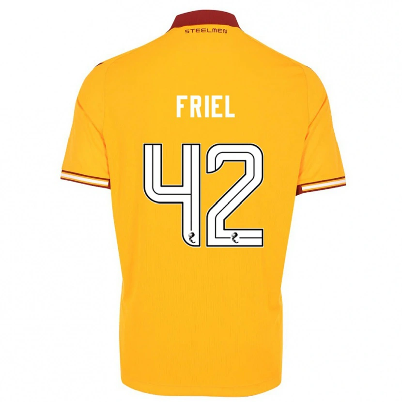 Danxen Homme Maillot Jon-Joe Friel #42 Jaune Bordeaux Tenues Domicile 2025/26 T-Shirt
