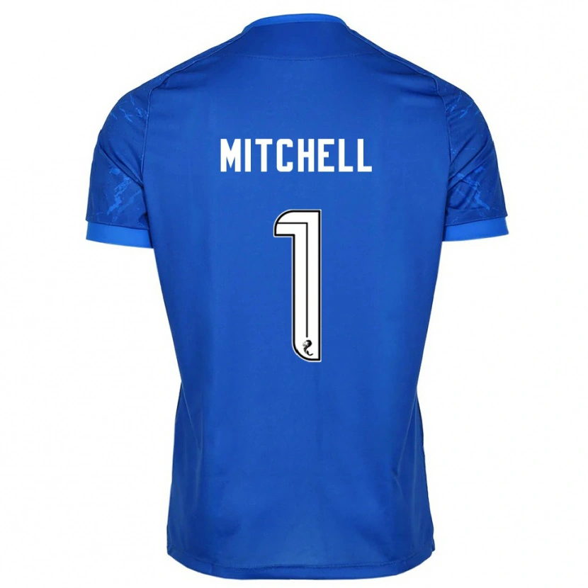 Danxen Homme Maillot Ellie Mitchell #1 Bleu Blanc Tenues Domicile 2025/26 T-Shirt