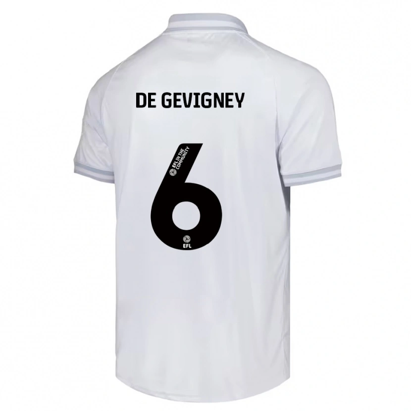 Danxen Homme Maillot Maël De Gevigney #6 Blanc Gris Noir Tenues Extérieur 2025/26 T-Shirt