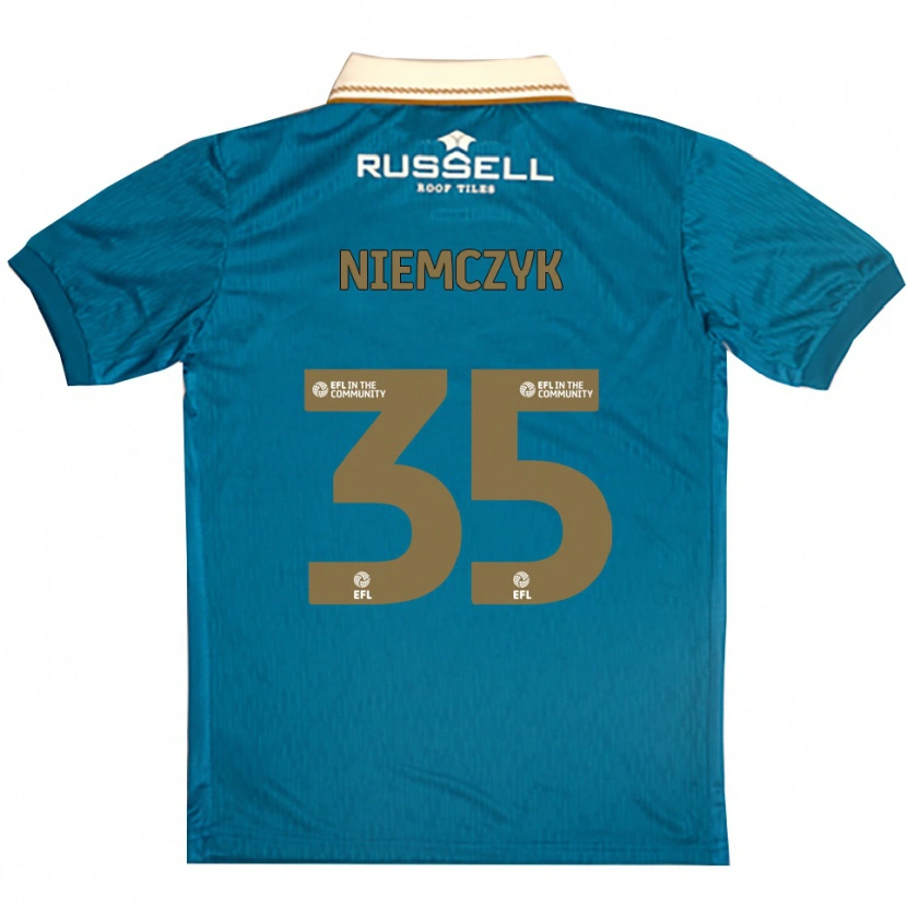 Danxen Homme Maillot Jakub Niemczyk #35 Bleu Ciel Blanc Tenues Extérieur 2025/26 T-Shirt