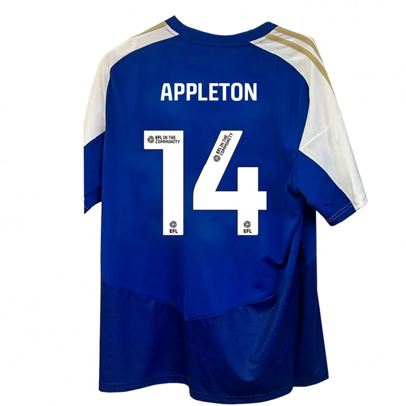 Danxen Homme Maillot Harry Appleton #14 Bleu Blanc Or Tenues Extérieur 2025/26 T-Shirt