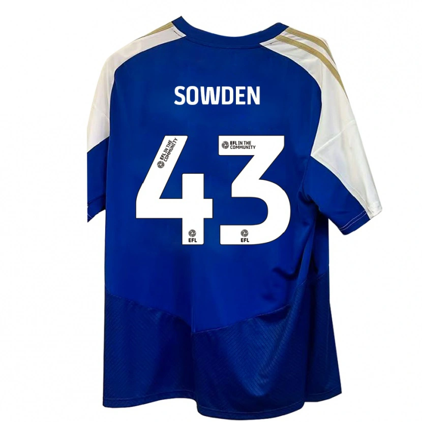 Danxen Homme Maillot Andrew Sowden #43 Bleu Blanc Or Tenues Extérieur 2025/26 T-Shirt