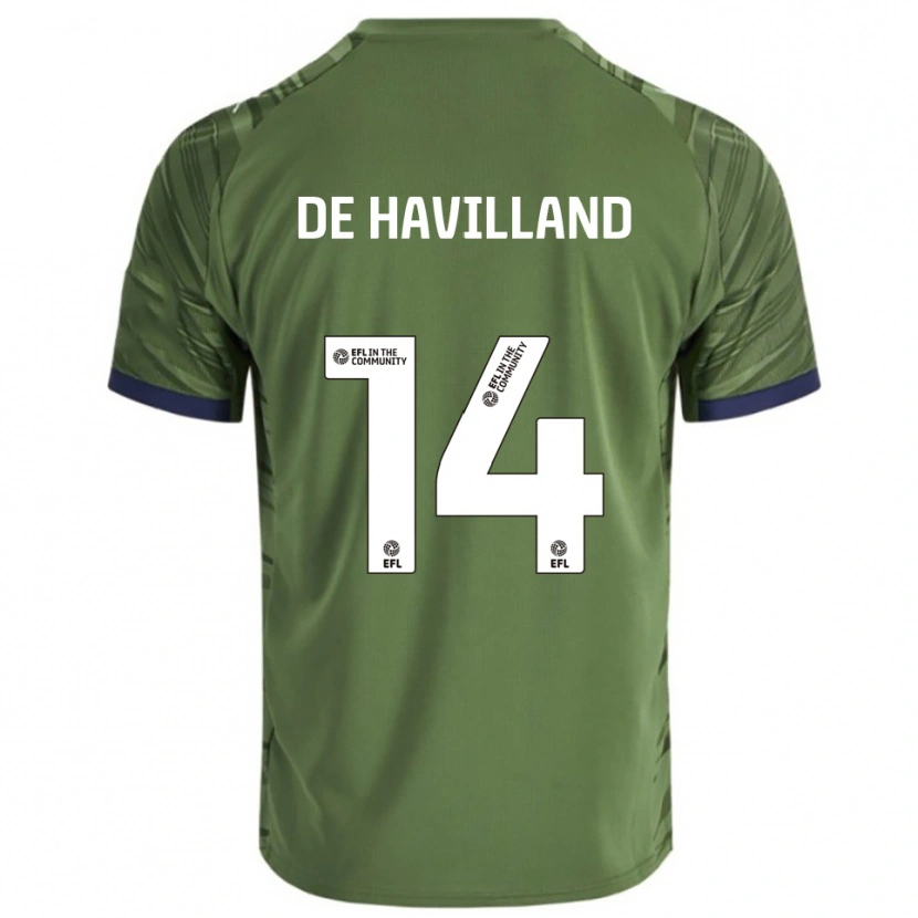 Danxen Homme Maillot Ryan De Havilland #14 Vert Blanc Tenues Extérieur 2025/26 T-Shirt