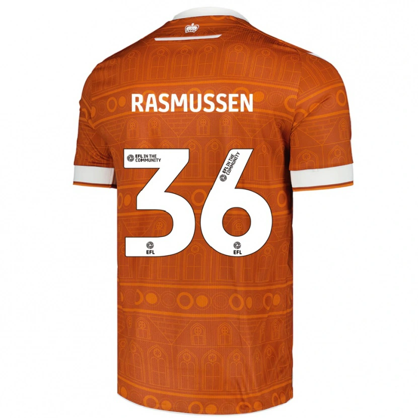 Danxen Homme Maillot Tash Rasmussen #36 Orange Blanc Tenues Extérieur 2025/26 T-Shirt