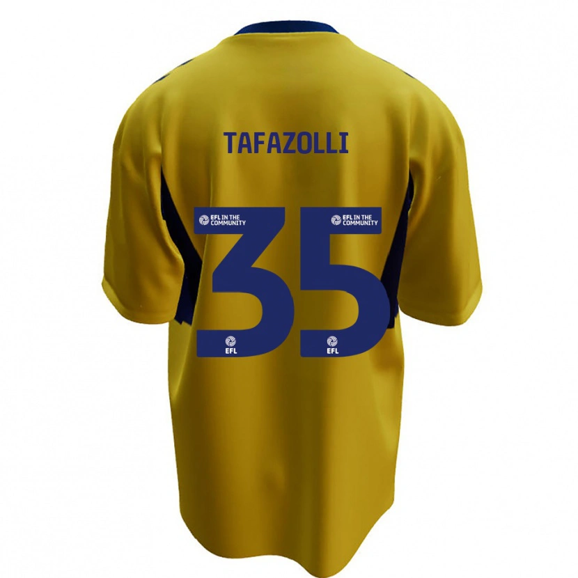 Danxen Homme Maillot Ryan Tafazolli #35 Jaune Bleu Tenues Extérieur 2025/26 T-Shirt