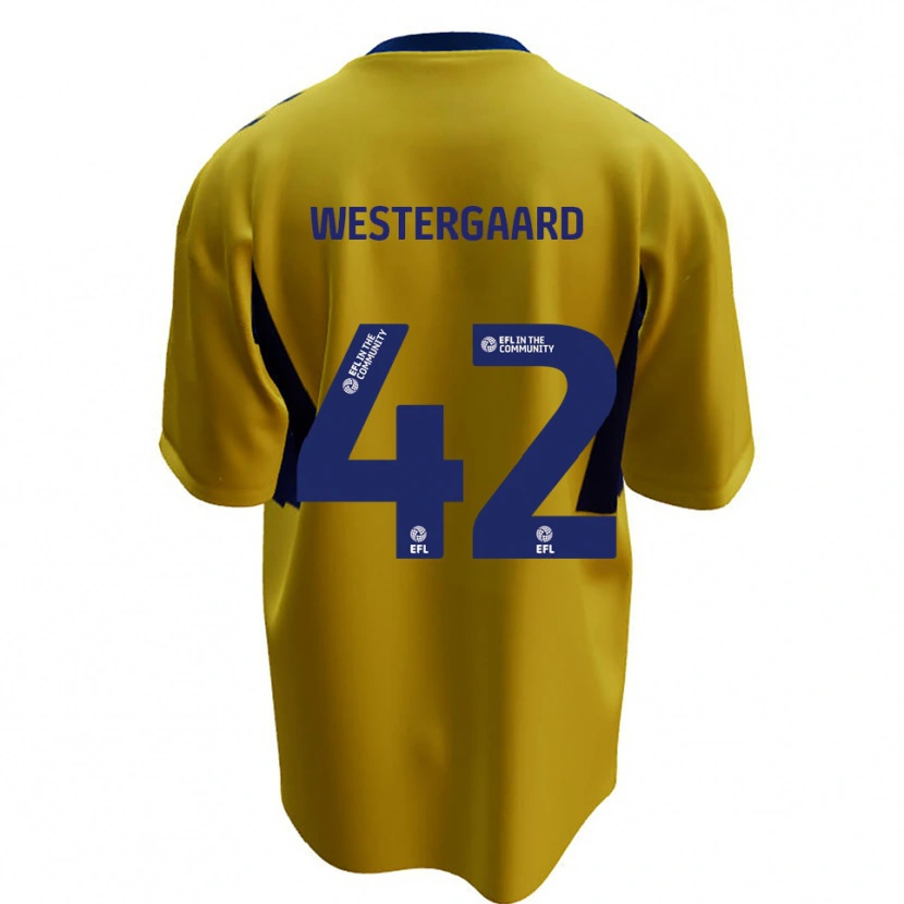 Danxen Homme Maillot Magnus Westergaard #42 Jaune Bleu Tenues Extérieur 2025/26 T-Shirt