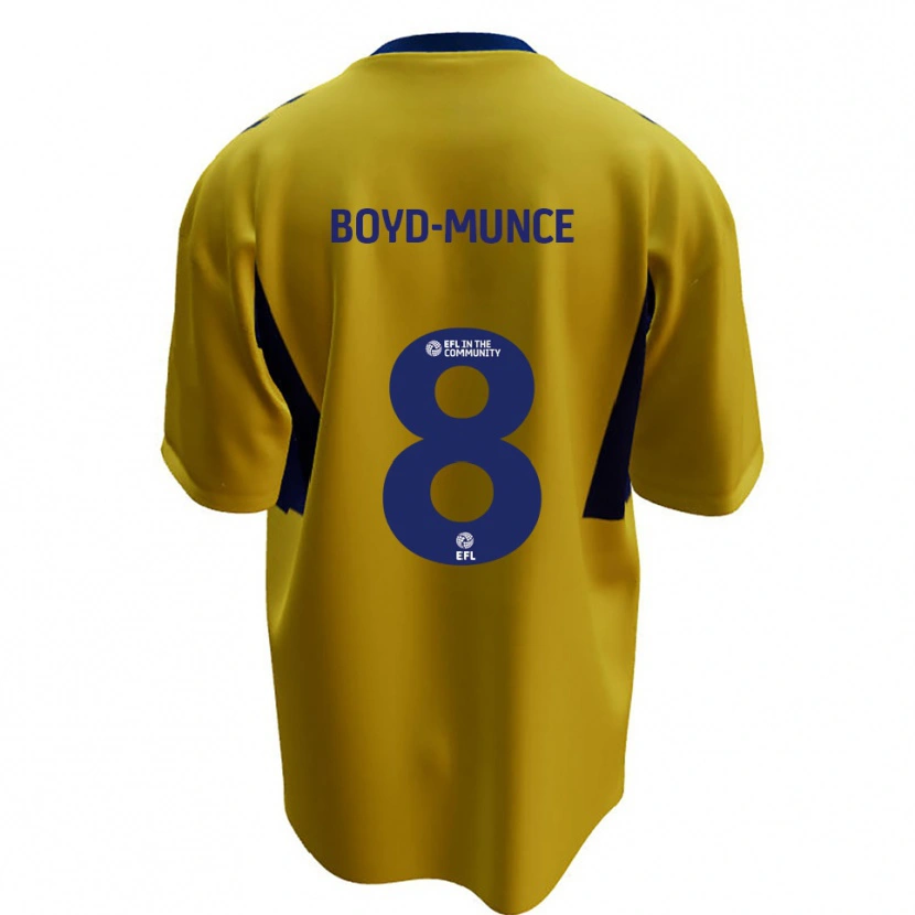 Danxen Homme Maillot Caolan Boyd-Munce #8 Jaune Bleu Tenues Extérieur 2025/26 T-Shirt