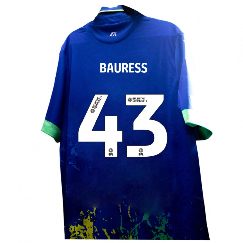 Danxen Homme Maillot Joe Bauress #43 Bleu Jaune Tenues Extérieur 2025/26 T-Shirt