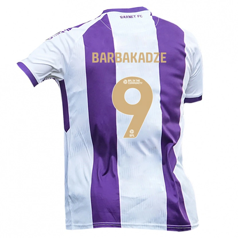 Danxen Homme Maillot David Barbakadze #9 Blanc Violet Tenues Extérieur 2025/26 T-Shirt