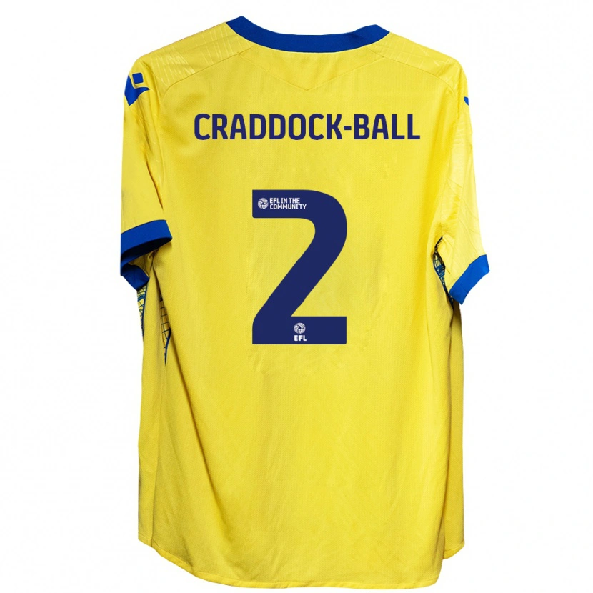 Danxen Homme Maillot Jac Craddock-Ball #2 Jaune Bleu Tenues Extérieur 2025/26 T-Shirt