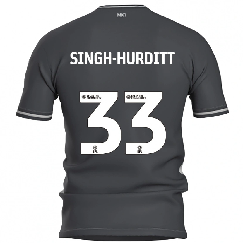 Danxen Homme Maillot Damerai Singh-Hurditt #33 Gris Argent Tenues Extérieur 2025/26 T-Shirt