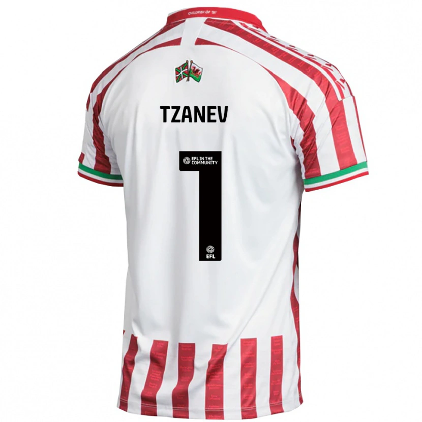 Danxen Homme Maillot Nik Tzanev #1 Rouge Blanc Tenues Extérieur 2025/26 T-Shirt
