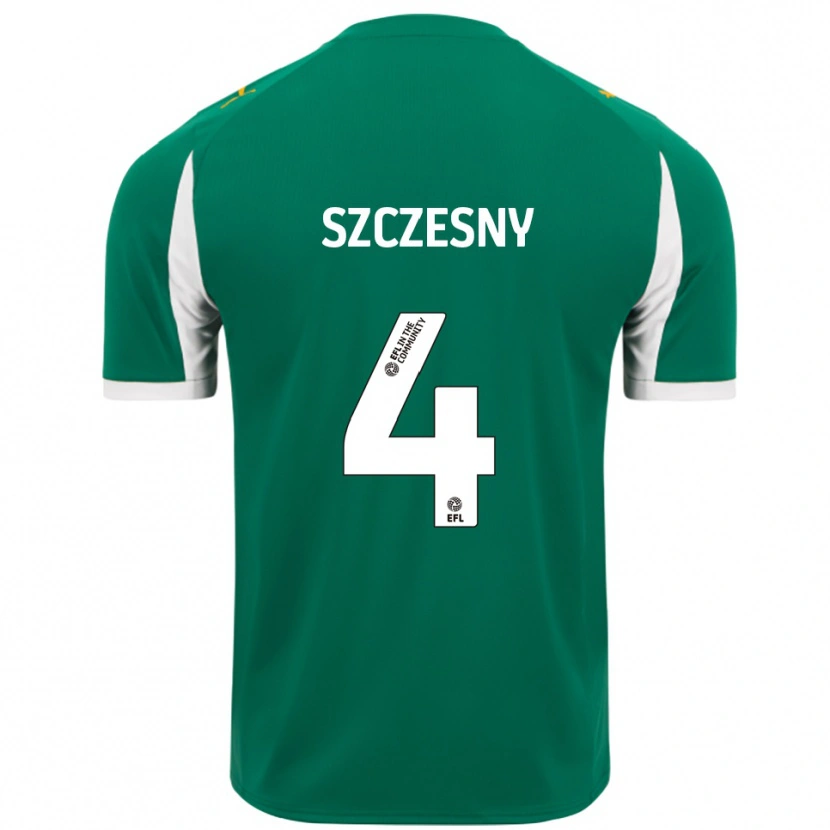 Danxen Homme Maillot Nikos Szczesny #4 Vert Blanc Tenues Extérieur 2025/26 T-Shirt