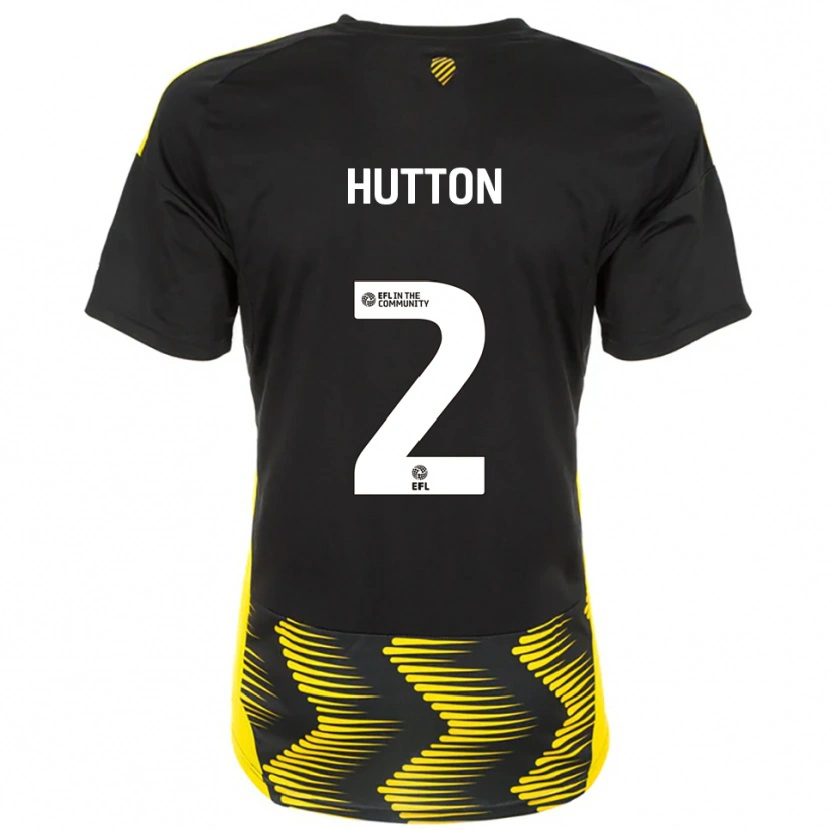 Danxen Homme Maillot Emily Hutton #2 Noir Jaune Tenues Extérieur 2025/26 T-Shirt