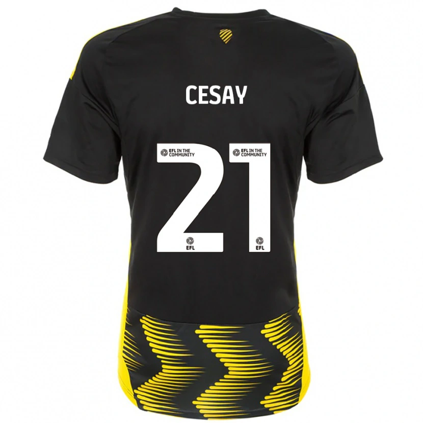 Danxen Homme Maillot Kallum Cesay #21 Noir Jaune Tenues Extérieur 2025/26 T-Shirt