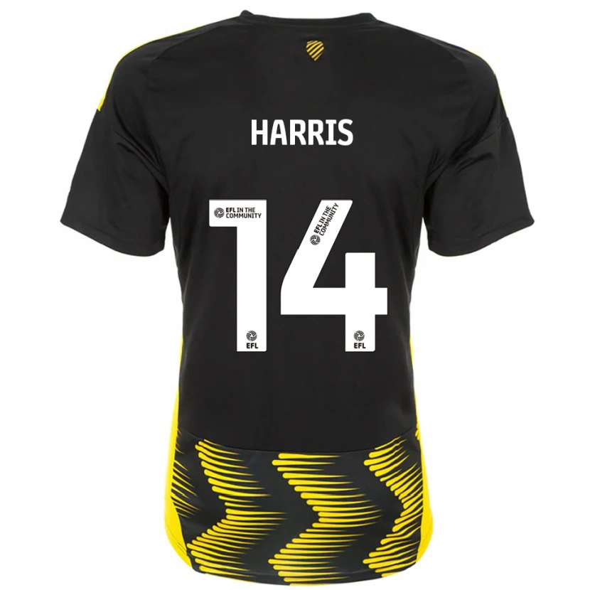 Danxen Homme Maillot Kadeem Harris #14 Noir Jaune Tenues Extérieur 2025/26 T-Shirt