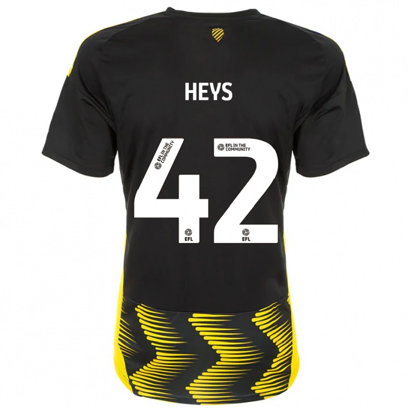Danxen Homme Maillot Marshall Heys #42 Noir Jaune Tenues Extérieur 2025/26 T-Shirt