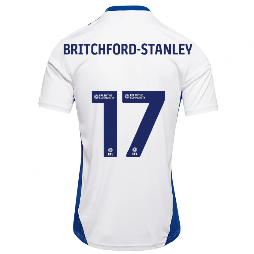 Danxen Homme Maillot Conor Britchford-Stanley #17 Blanc Bleu Tenues Extérieur 2025/26 T-Shirt