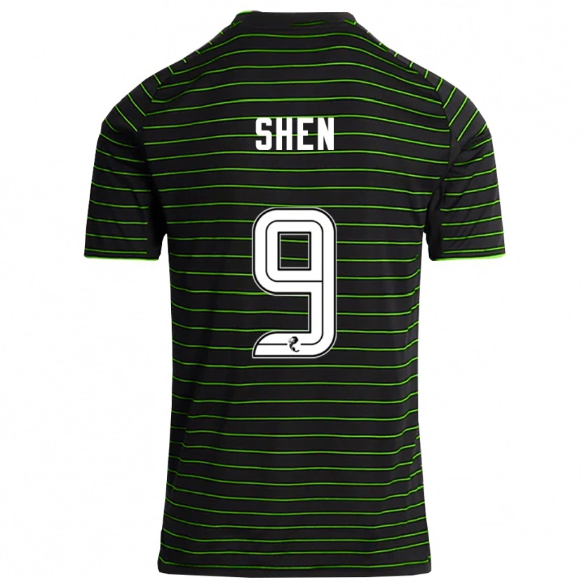 Danxen Homme Maillot Shen Mengyu #9 Noir Vert Tenues Extérieur 2025/26 T-Shirt