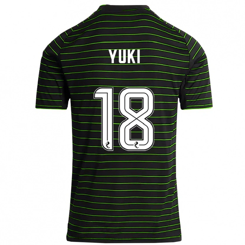 Danxen Homme Maillot Yuki Kobayashi #18 Noir Vert Tenues Extérieur 2025/26 T-Shirt