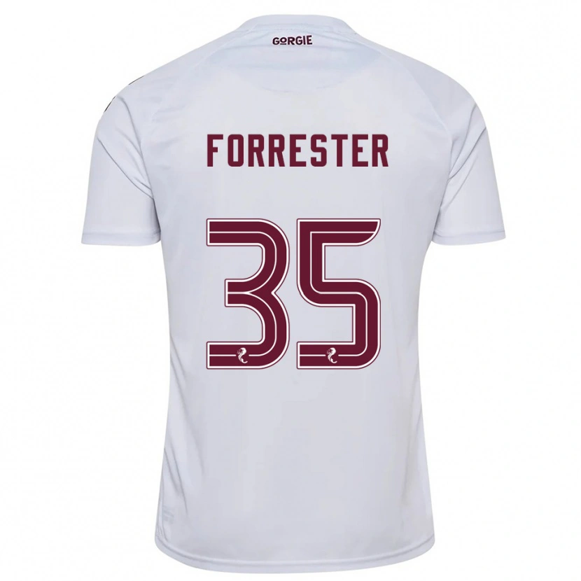 Danxen Homme Maillot Adam Forrester #35 Blanc Bordeaux Tenues Extérieur 2025/26 T-Shirt