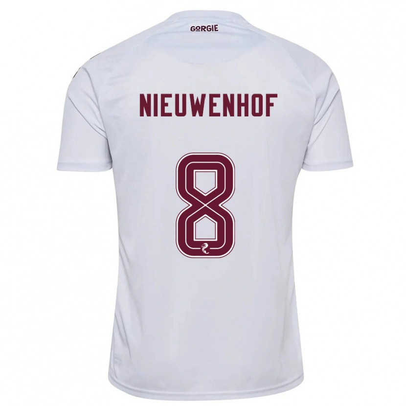 Danxen Homme Maillot Calem Nieuwenhof #8 Blanc Bordeaux Tenues Extérieur 2025/26 T-Shirt
