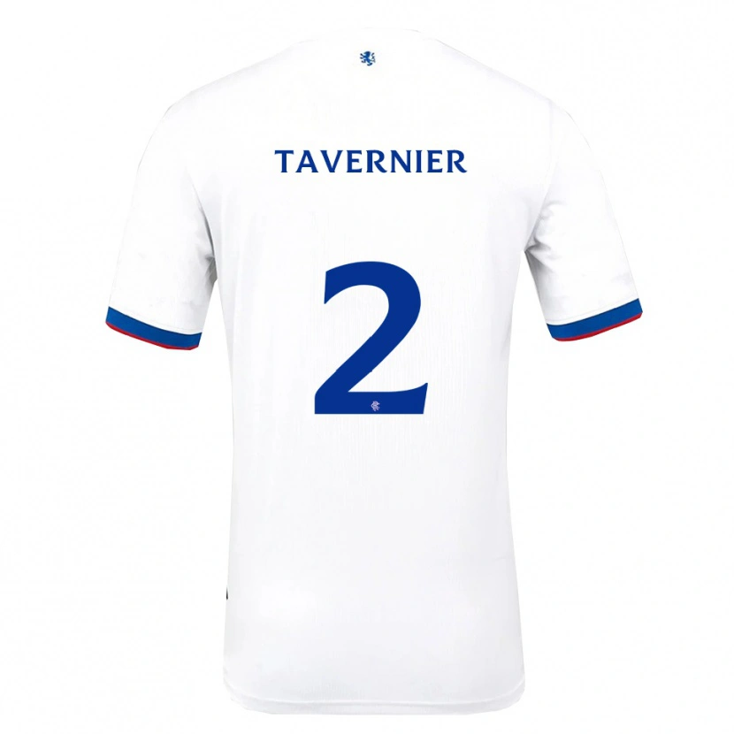 Danxen Homme Maillot James Tavernier #2 Blanc Rouge Bleu Tenues Extérieur 2025/26 T-Shirt