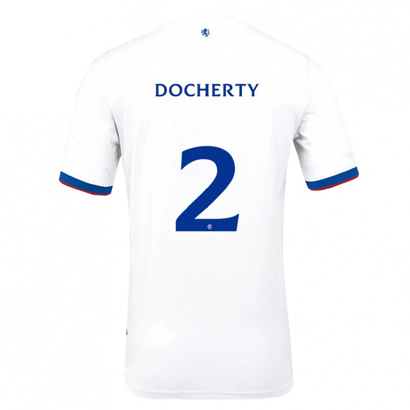 Danxen Homme Maillot Nicola Docherty #2 Blanc Rouge Bleu Tenues Extérieur 2025/26 T-Shirt